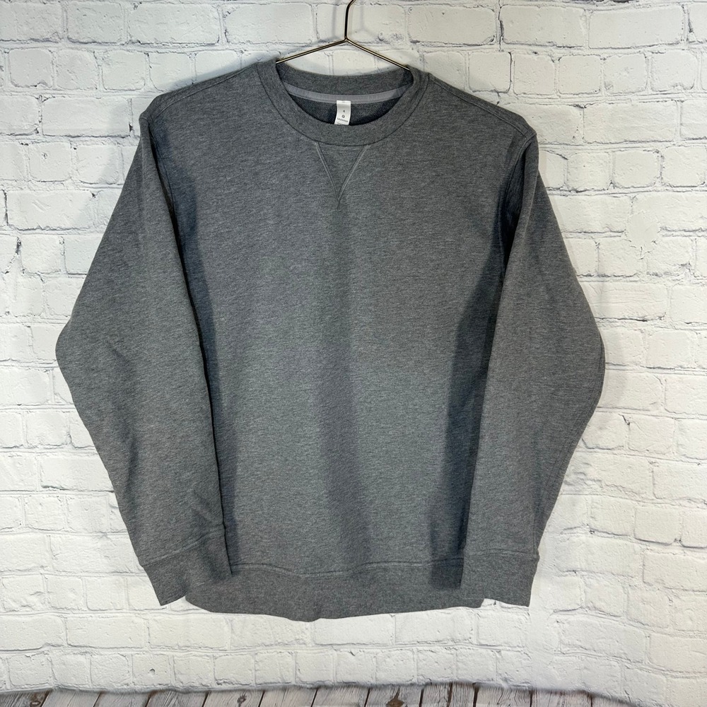 Lululemon Grey Cotton French Terry Crew Neck Sweatshirt Size 4 Logo Back